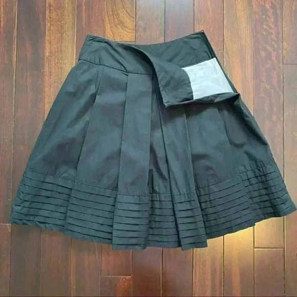Vintage Alfred Sung Pleated A-Line Skirt 100% Cotton  Lined Black Size 4 - Picture 12 of 15